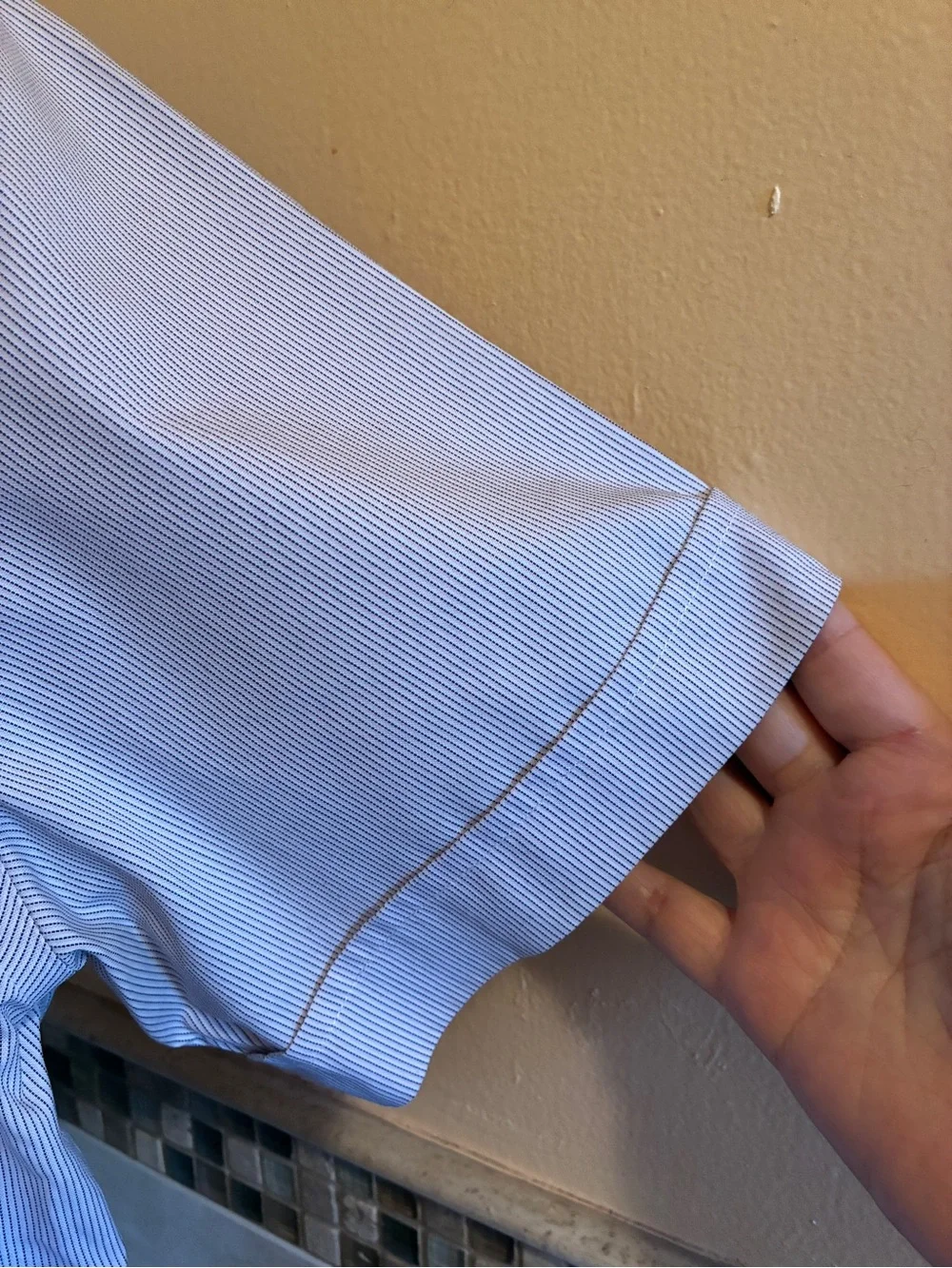 Banana Republic Purple Pinstripe Short-Sleeve Button-Down Men's Shirt